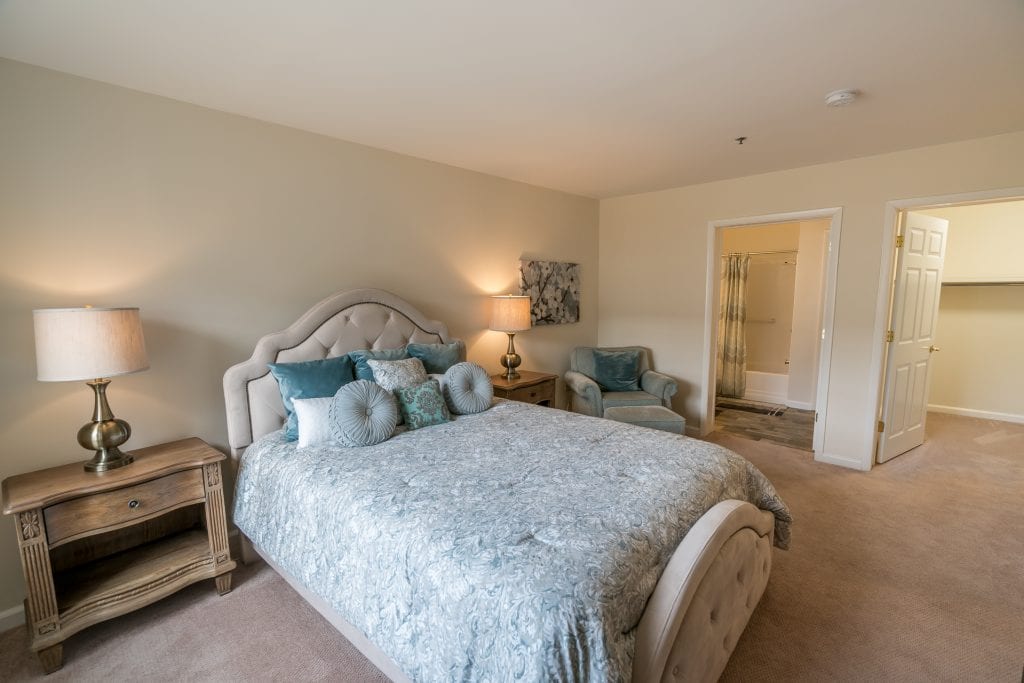 The comfortable bedrooms in the Hawthorne residence at The Knolls also feature huge closets.