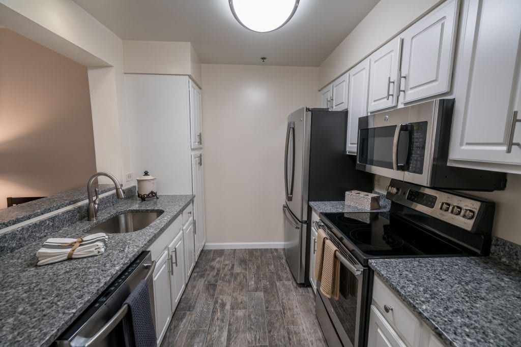 The full, modern kitchen at the Hawthorne residence at The Knolls